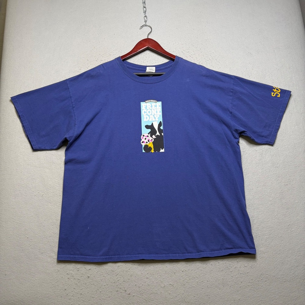 Ben & Jerry's T-Shirt Mens 2XL Blue Free Cone Day 2008 Graphic Cow Y2K Promo